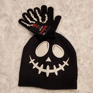 *SOLD*Halloween Skeleton Beanie Hat and Skeleton Hand Bones Gloves, NWT